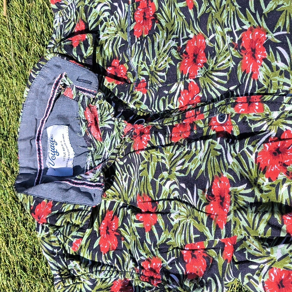 Boys Hawaiian style button up shirt sleeve